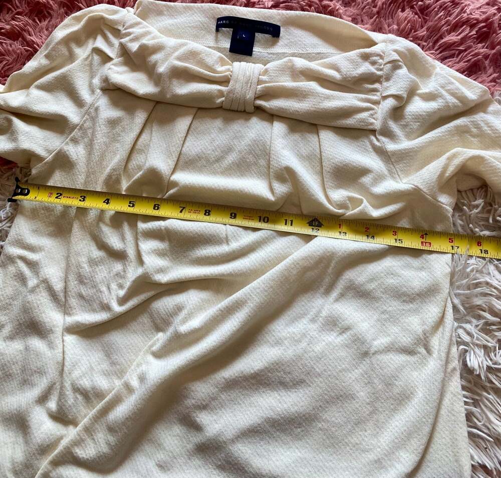 Marc by Marc Jacobs Women's Cream Textured Long Sleeve Top with Bow Detail - Picture 4 of 5